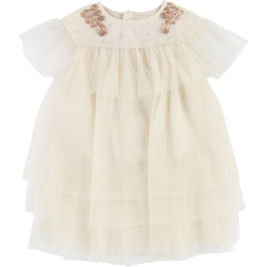 Carrement Beau Ivory Tulle Embroidered Dress