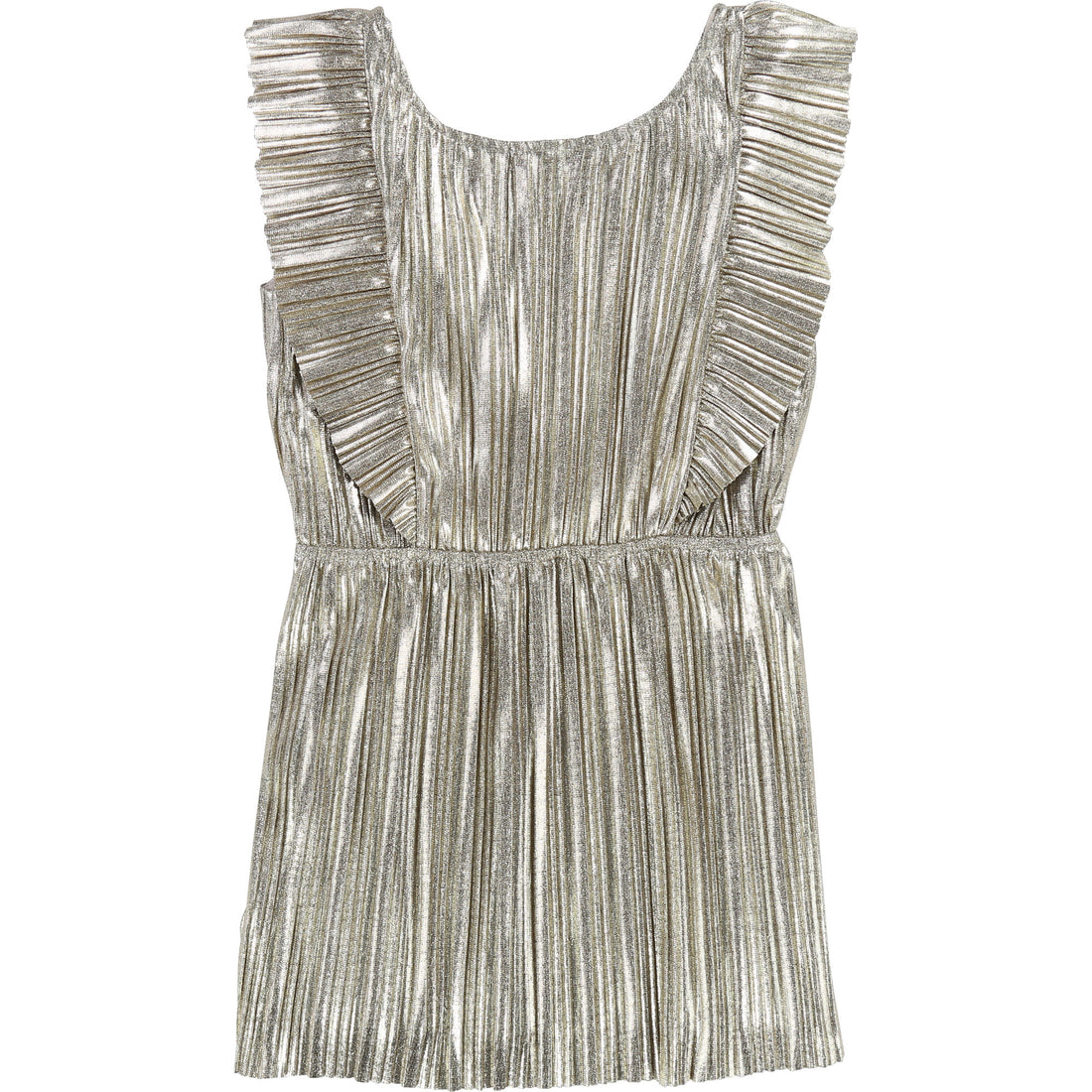 Carrement Beau Gold Pleated Lame Dress