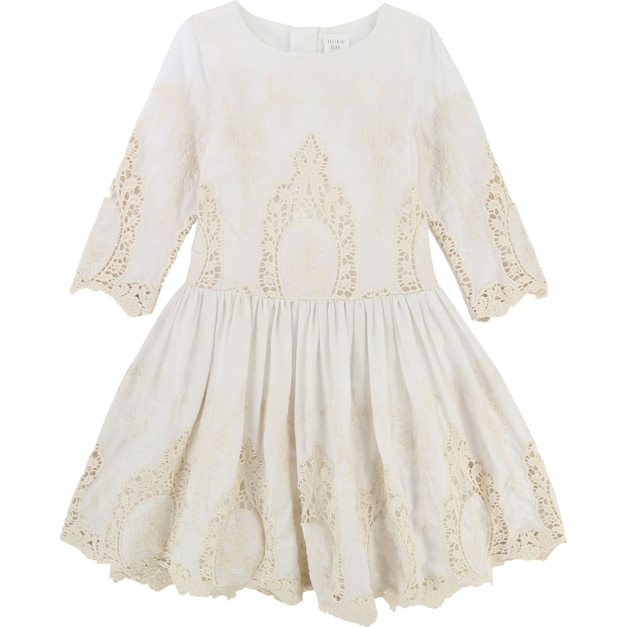Carrement Beau Ivory Lace Embroidered Dress