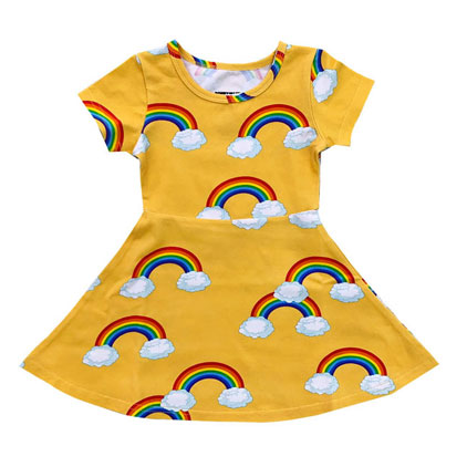 Romey Loves Lulu Yellow Rainbow Skater Dress