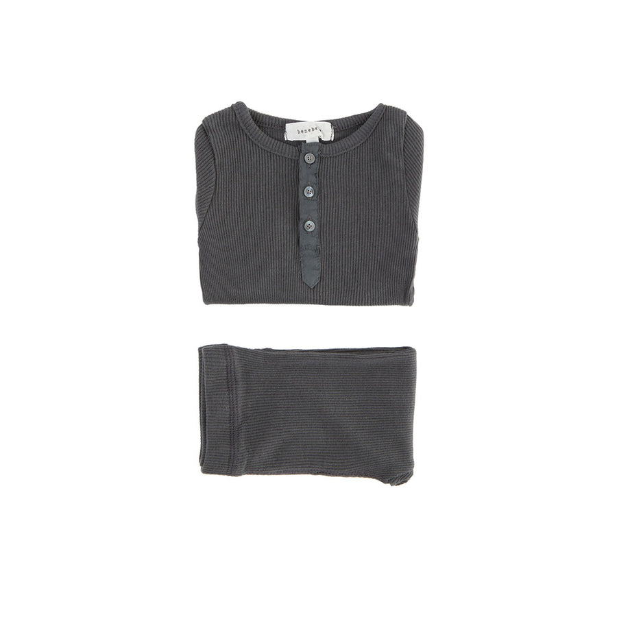 Bene Bene Charcoal Ribbed Button Twin Set