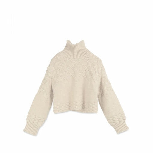 Little Creative Factory Beige Tricot Zig-Zag Turtleneck Sweater