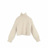 Little Creative Factory Beige Tricot Zig-Zag Turtleneck Sweater