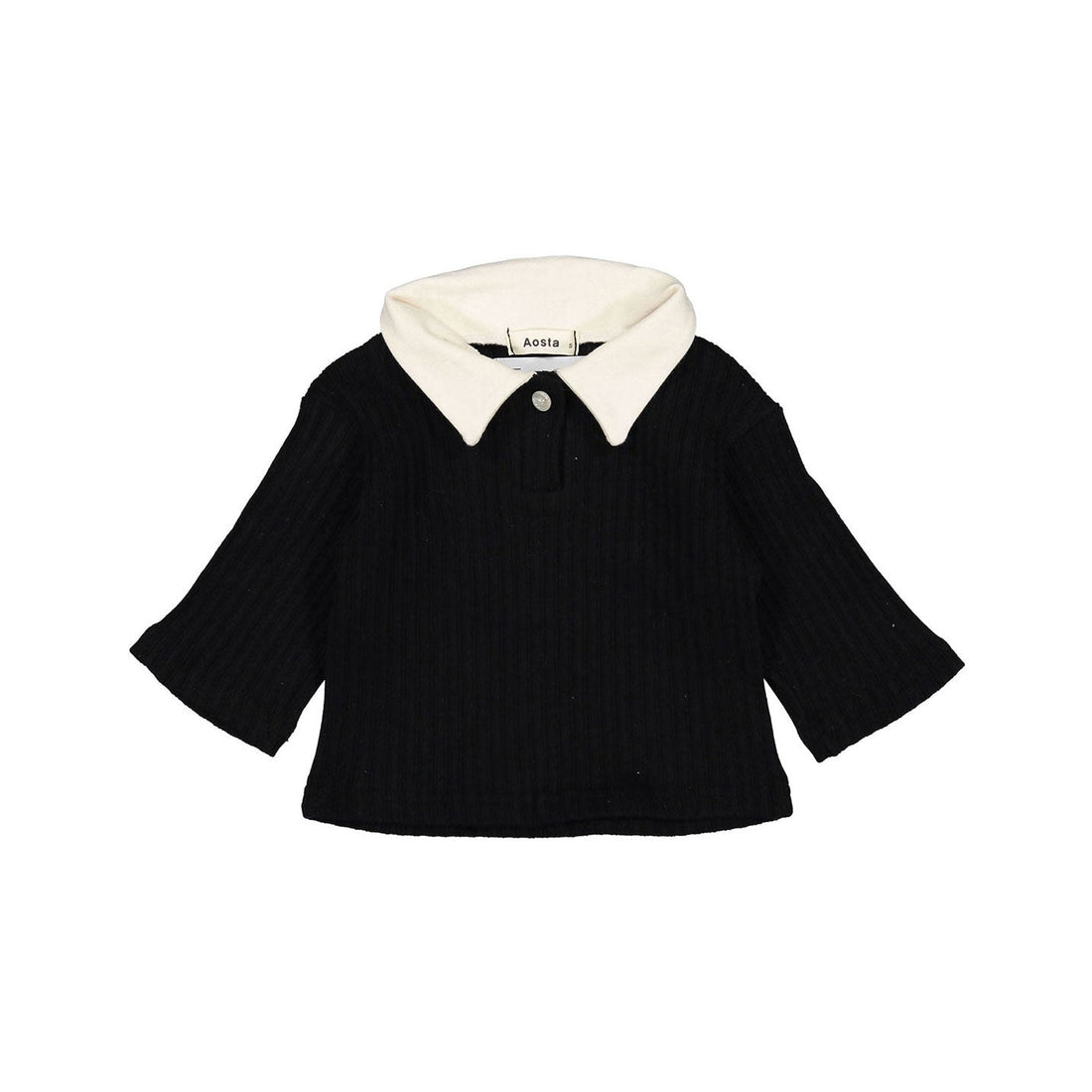 AOSTA knitwear Aosta Black French Ribg Collar Sweater