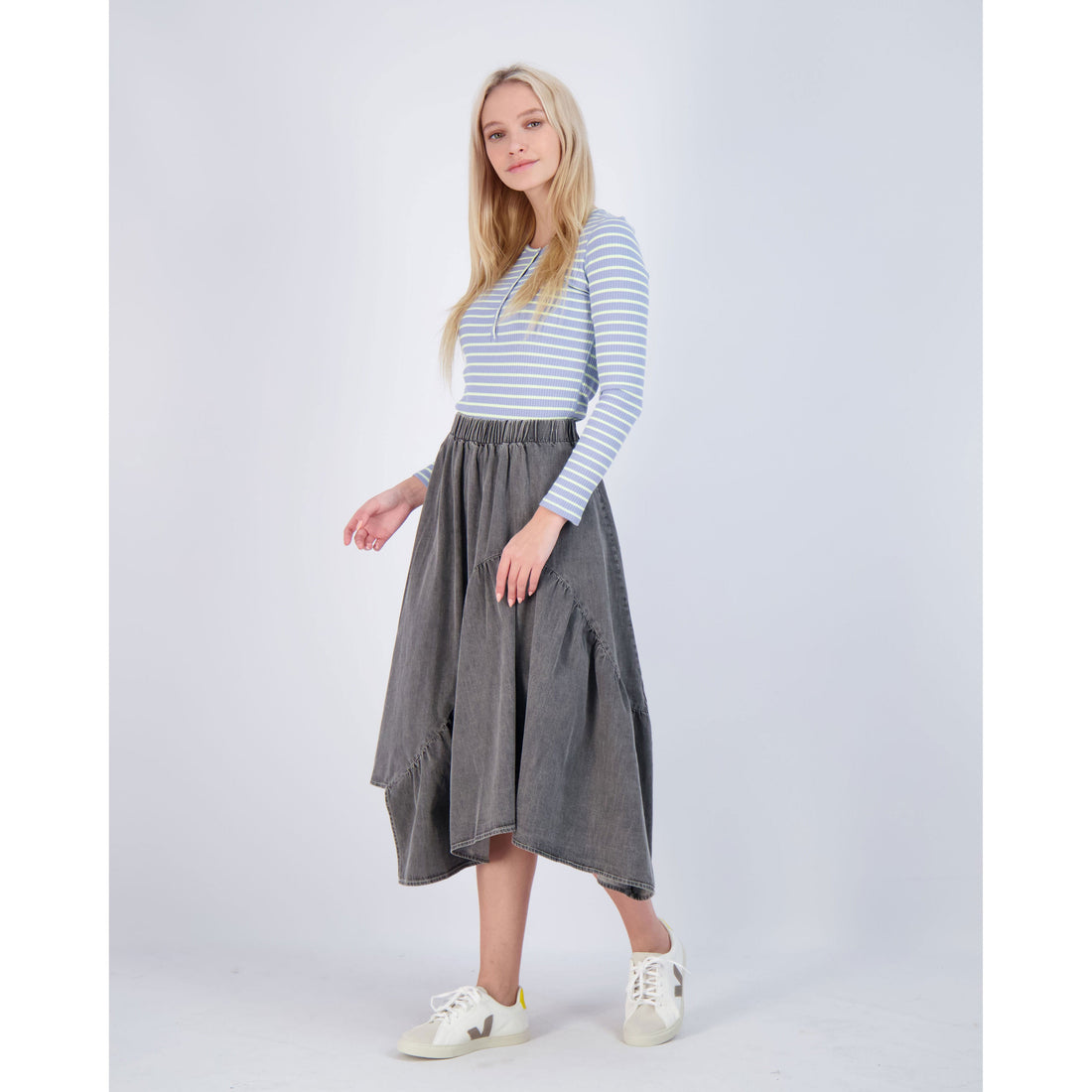 Ava Jeans bottoms ava jeans Black Denim Asymmetric Skirt