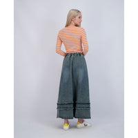 Ava Jeans bottoms ava jeans Black Denim Flair Raw Detail Long Skirt