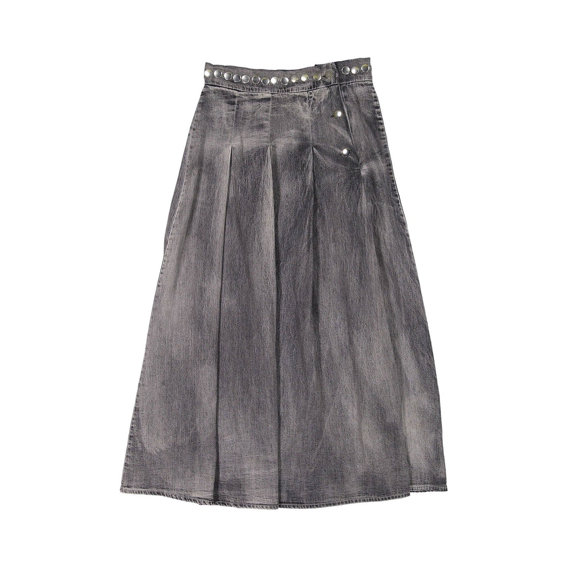 Ava Jeans bottoms ava jeans Black Denim Snap Pleated Midi Skirt