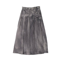 Ava Jeans bottoms ava jeans Black Denim Snap Pleated Midi Skirt