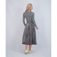Ava Jeans bottoms ava jeans Black Denim Snap Pleated Midi Skirt