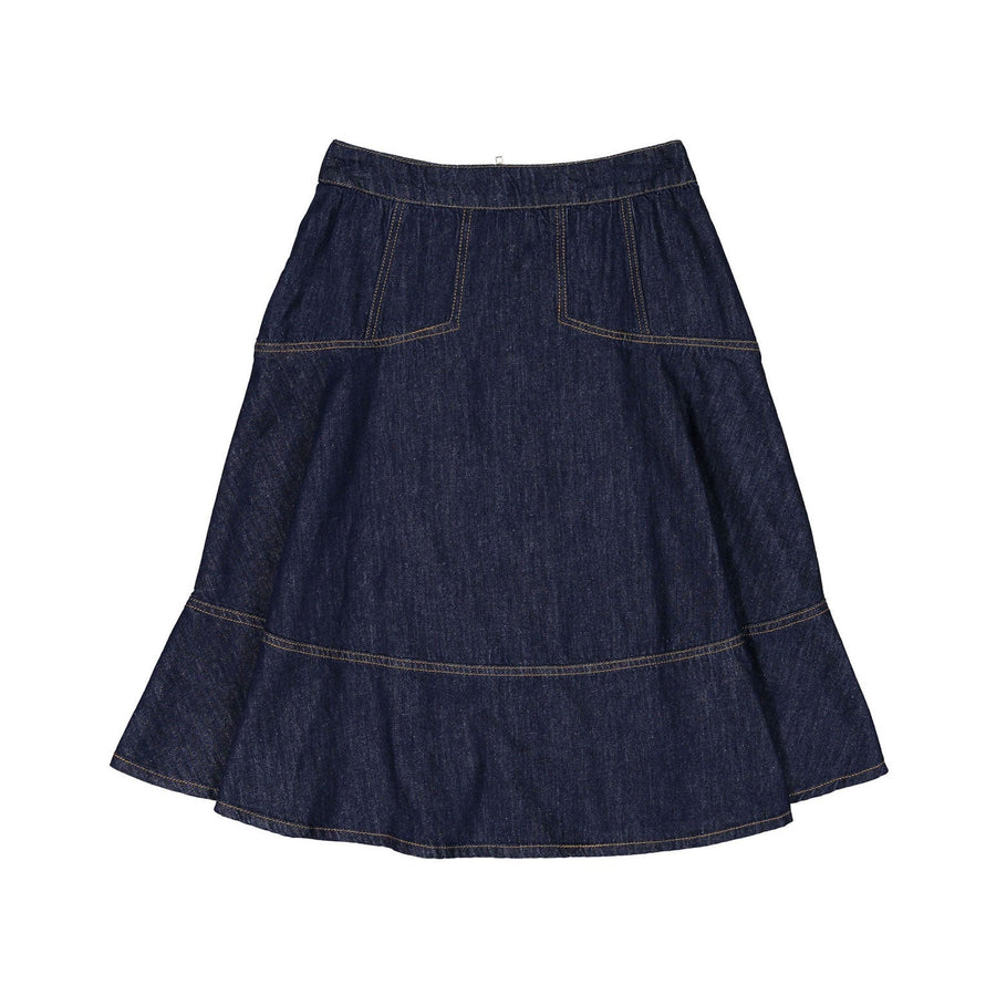 Ava Jeans bottoms ava jeans Blue Denim Trim Detail Flair Skirt