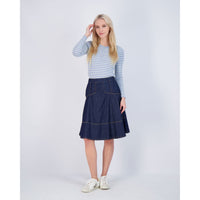 Ava Jeans bottoms ava jeans Blue Denim Trim Detail Flair Skirt