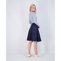 Ava Jeans bottoms ava jeans Blue Denim Trim Detail Flair Skirt