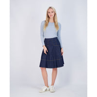 Ava Jeans bottoms ava jeans Blue Denim Trim Detail Flair Skirt