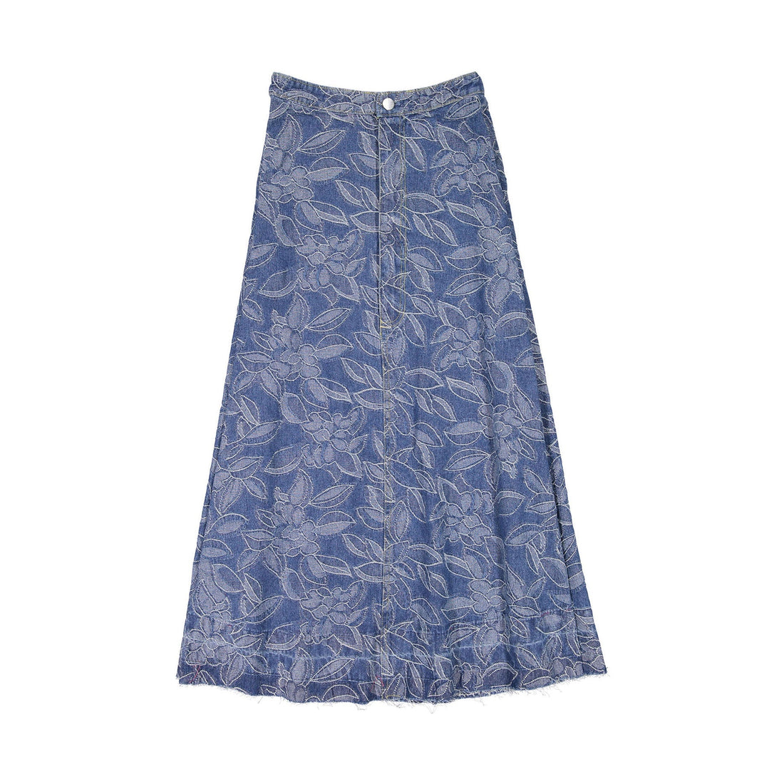 Ava Jeans bottoms ava jeans Denim Flower Pattern Midi Skirt