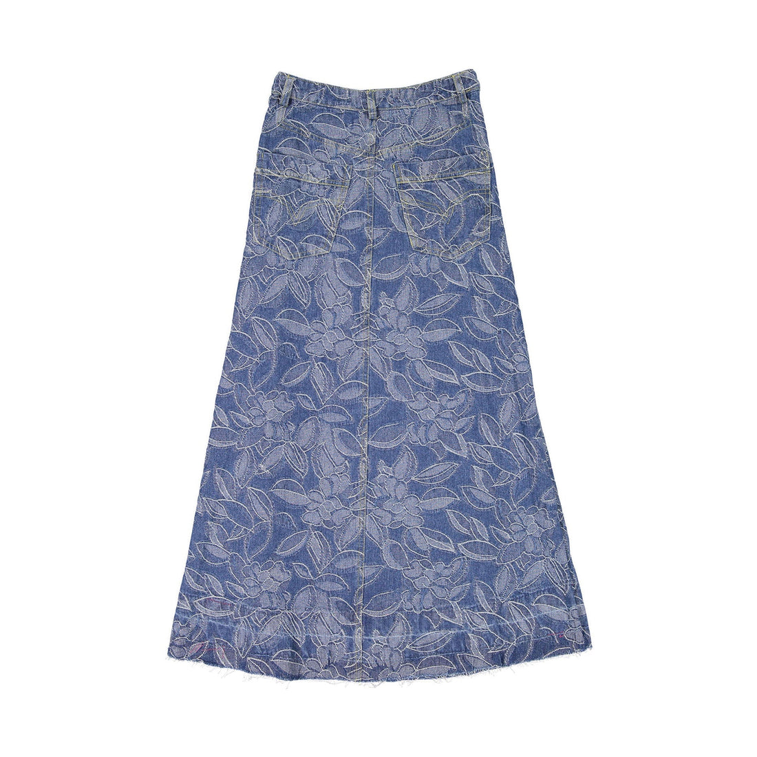 Ava Jeans bottoms ava jeans Denim Flower Pattern Midi Skirt