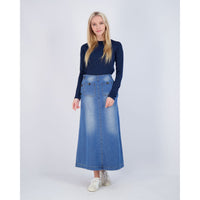 Ava Jeans bottoms ava jeans Denim Side Button Midi Skirt