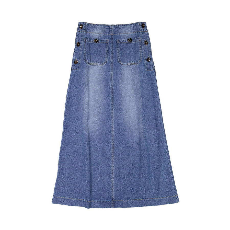 Ava Jeans bottoms ava jeans Denim Side Button Midi Skirt
