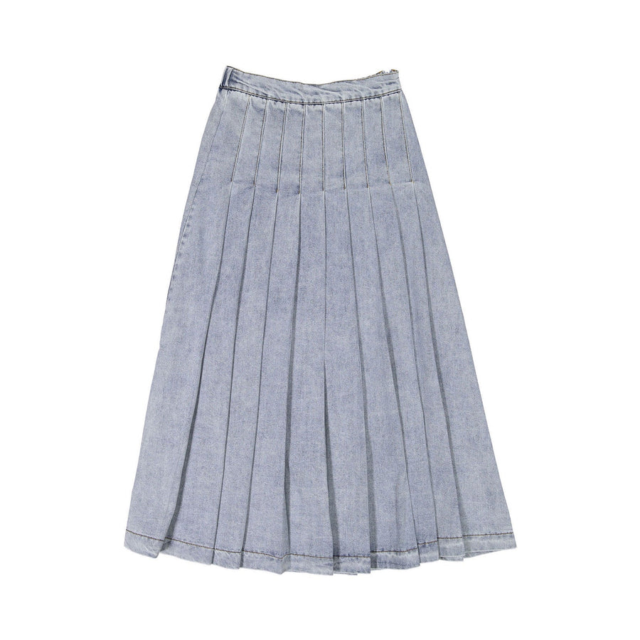 Ava Jeans bottoms ava jeans Retro Denim Pleated Midi Skirt