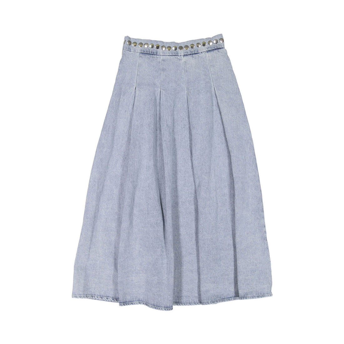 Ava Jeans bottoms ava jeans Washed Denim Snap Pleated Midi Skirt