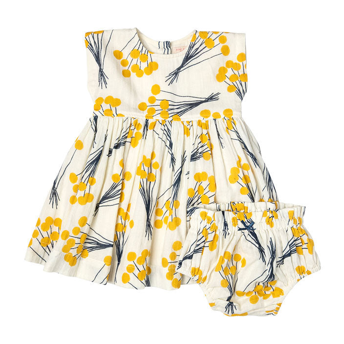 Pink Chicken Baby Adaline Dress Set - Yellow Pom Pom