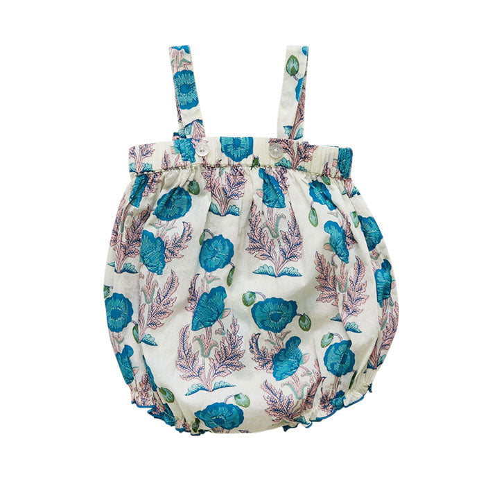 Pink Chicken Mosaic Blue Gilded Floral Angeline Romper