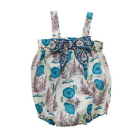 Pink Chicken Mosaic Blue Gilded Floral Angeline Romper