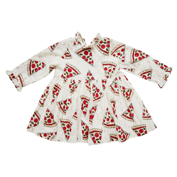 Pink Chicken Autumn Dress - Pizza Party