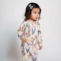 Pink Chicken Baby Bamboo Romper - Pink Paper Floral