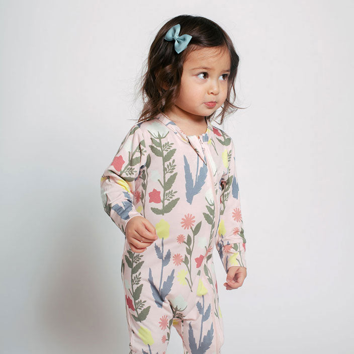 Pink Chicken Baby Bamboo Romper - Pink Paper Floral