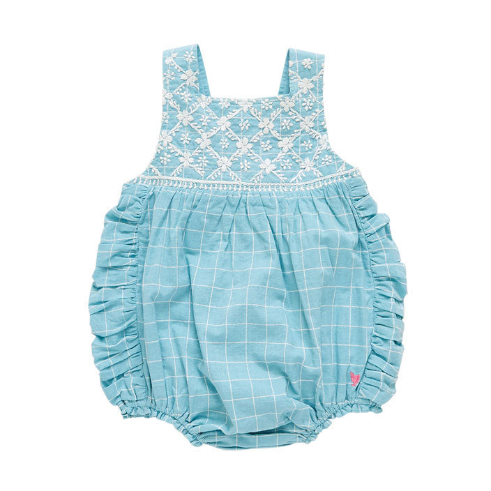 Pink Chicken Baby Betty Bubble - Blue Tattersall