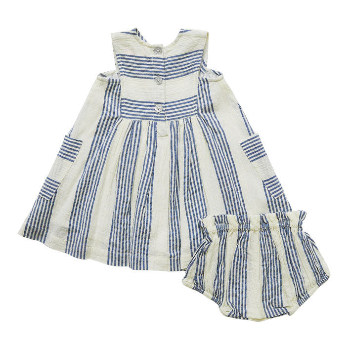 Pink Chicken Antique White/Navy Column Stripe Courtina Dress Set
