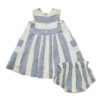 Pink Chicken Antique White/Navy Column Stripe Courtina Dress Set