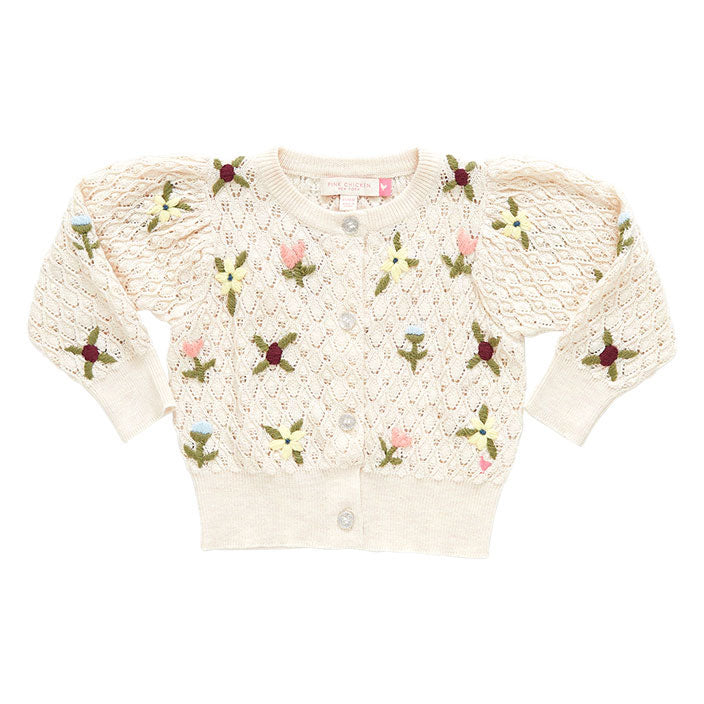 Pink Chicken Baby Constance Sweater - Floral Embroidery