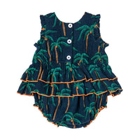 Pink Chicken Baby Heidi Bubble - Navy Palm Trees