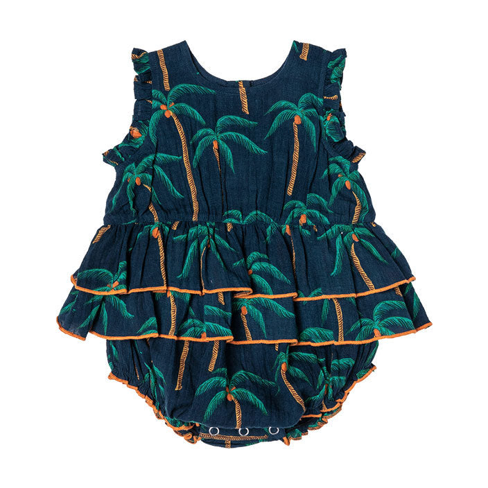 Pink Chicken Baby Heidi Bubble - Navy Palm Trees