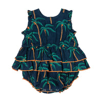 Pink Chicken Baby Heidi Bubble - Navy Palm Trees