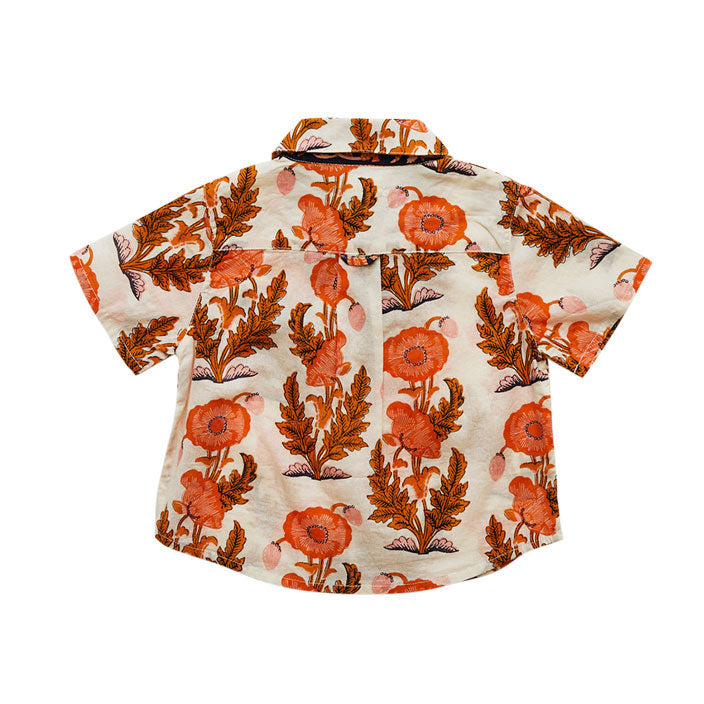 Pink Chicken Golden Poppy Gilded Floral Baby Jack Shirt