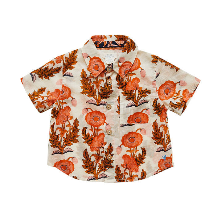 Pink Chicken Golden Poppy Gilded Floral Baby Jack Shirt