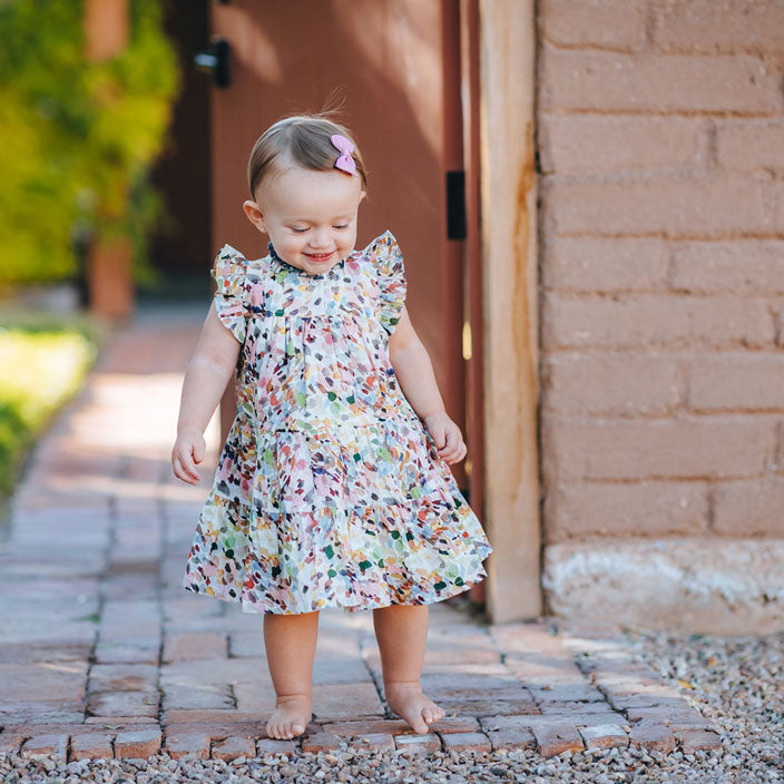 Pink Chicken Baby Kalani Dress Set - Watercolor Brush