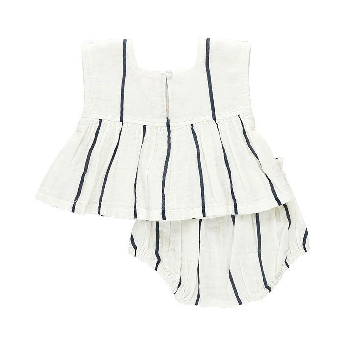 Pink Chicken Baby Kamari 2-Piece Set - Blue White Stripes