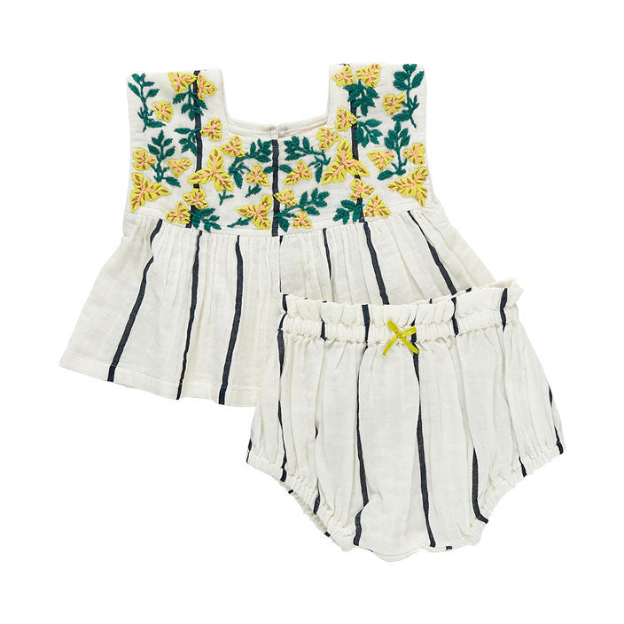 Pink Chicken Baby Kamari 2-Piece Set - Blue White Stripes