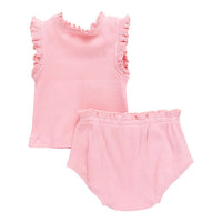 Pink Chicken Baby Organic Ruffle Rib 2-Piece Set - Peony