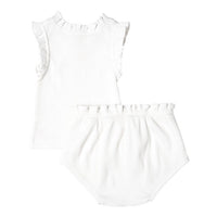 Pink Chicken Baby Organic Ruffle Rib 2-Piece Set - White