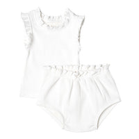 Pink Chicken Baby Organic Ruffle Rib 2-Piece Set - White
