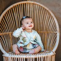 Pink Chicken Baby Paper Floral Sweater - Light Aqua