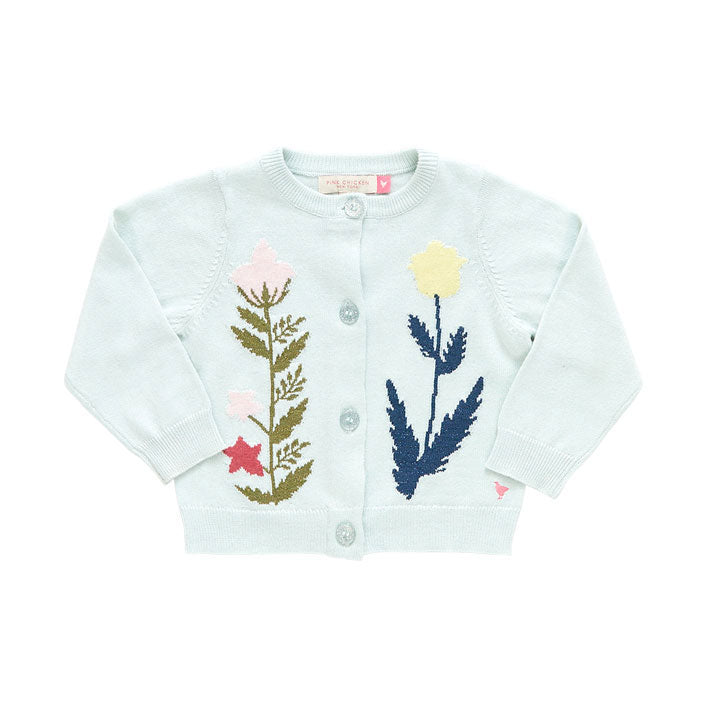 Pink Chicken Baby Paper Floral Sweater - Light Aqua