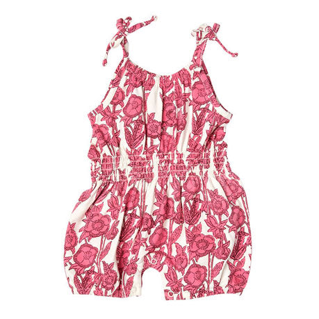 Pink Chicken Baby Organic Luna Romper - Pink Stem Floral