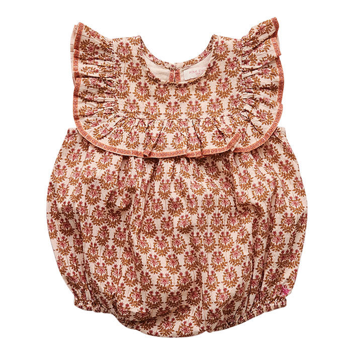 Pink Chicken Inca Gold Ditsy Tiara Floral Quinn Romper