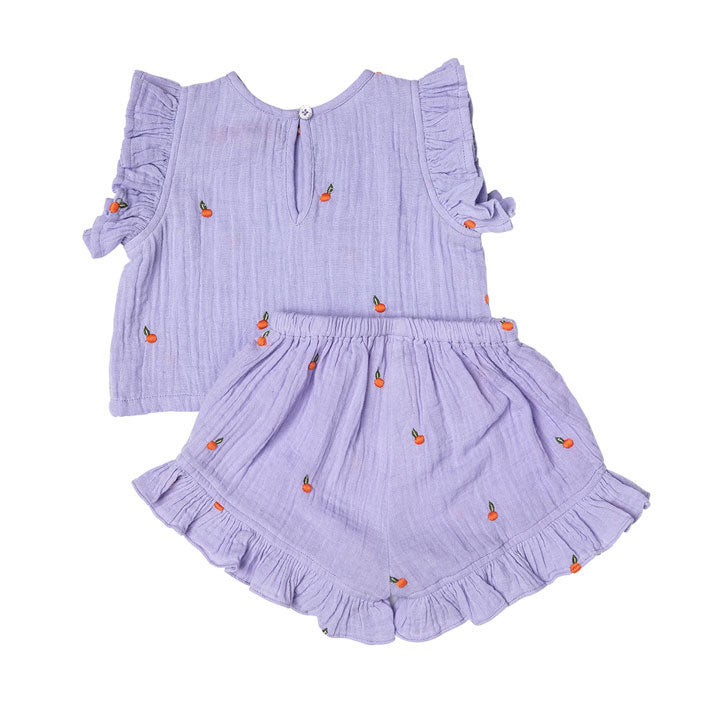 Pink Chicken Stevie Dress Set - Lavender Posey Block Print
