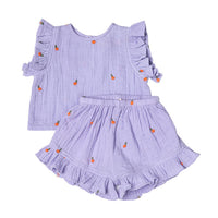 Pink Chicken Stevie Dress Set - Lavender Posey Block Print